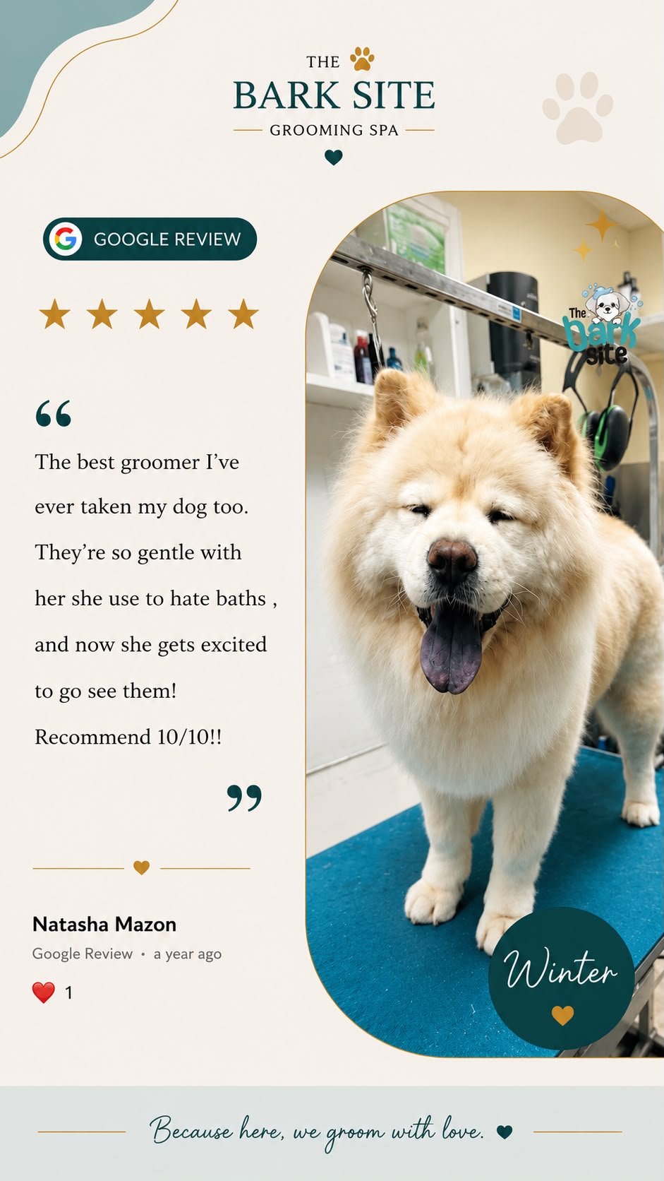 Client review from The Bark Site’s original review collection; open to read at full size