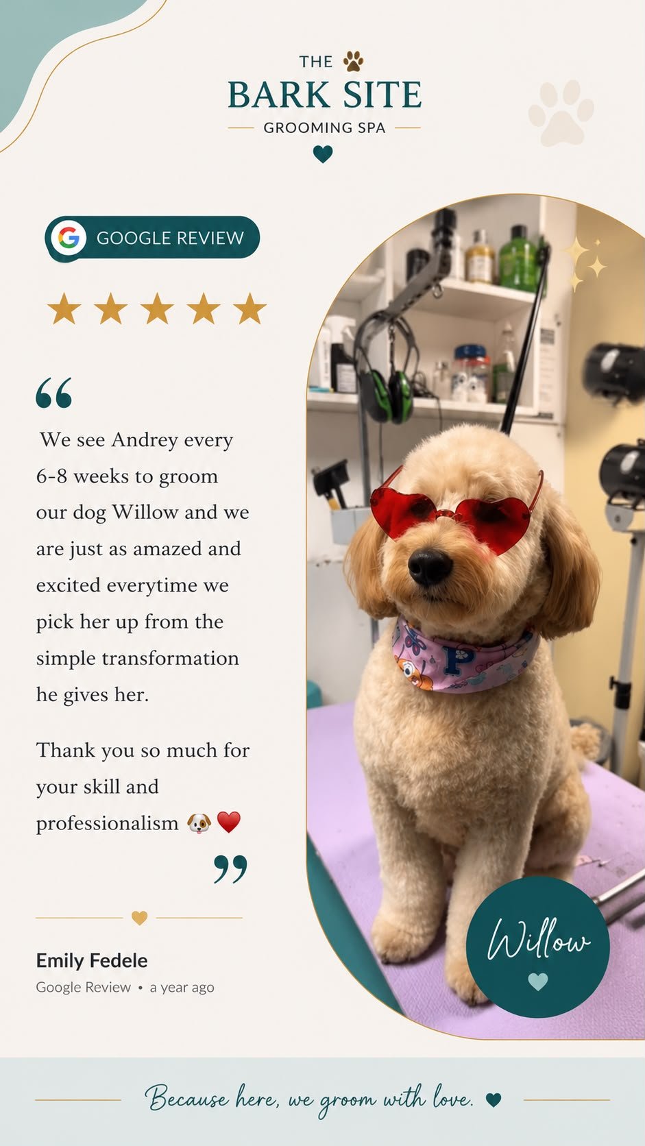 Client review from The Bark Site’s original review collection; open to read at full size